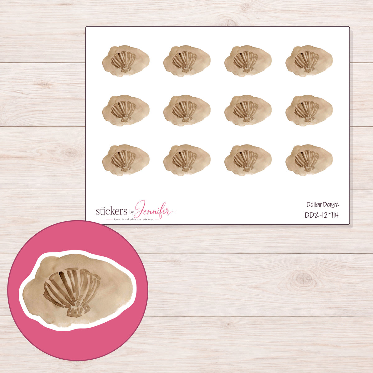 DDZ-12714 planner sticker sheet with enlarged sticker detail