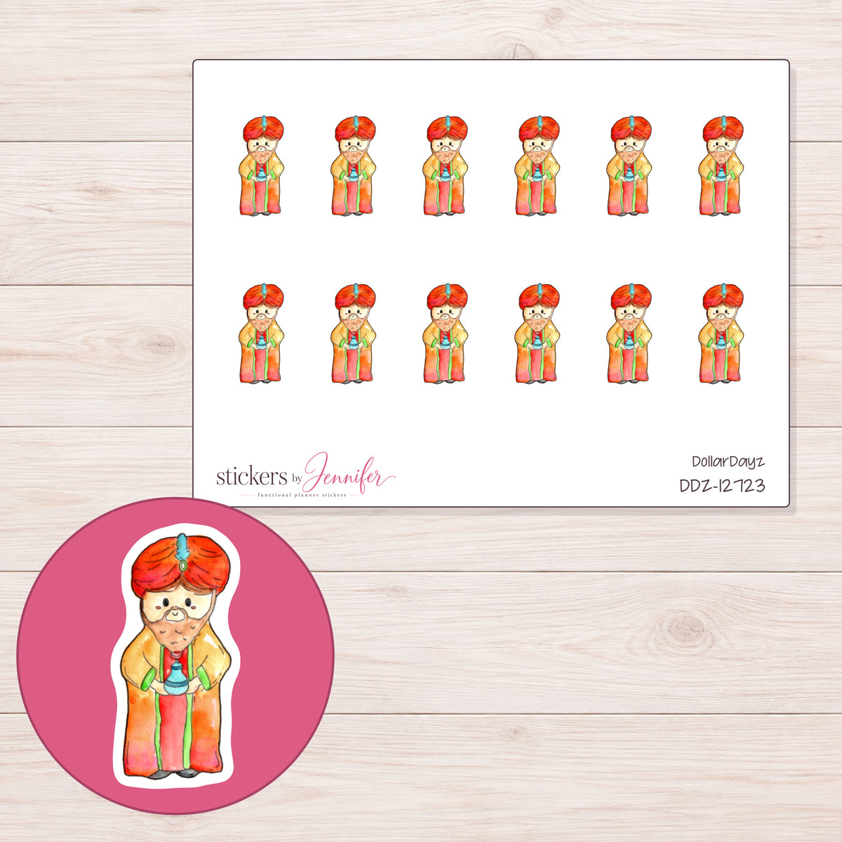 DDZ-12723 planner sticker sheet with enlarged sticker detail