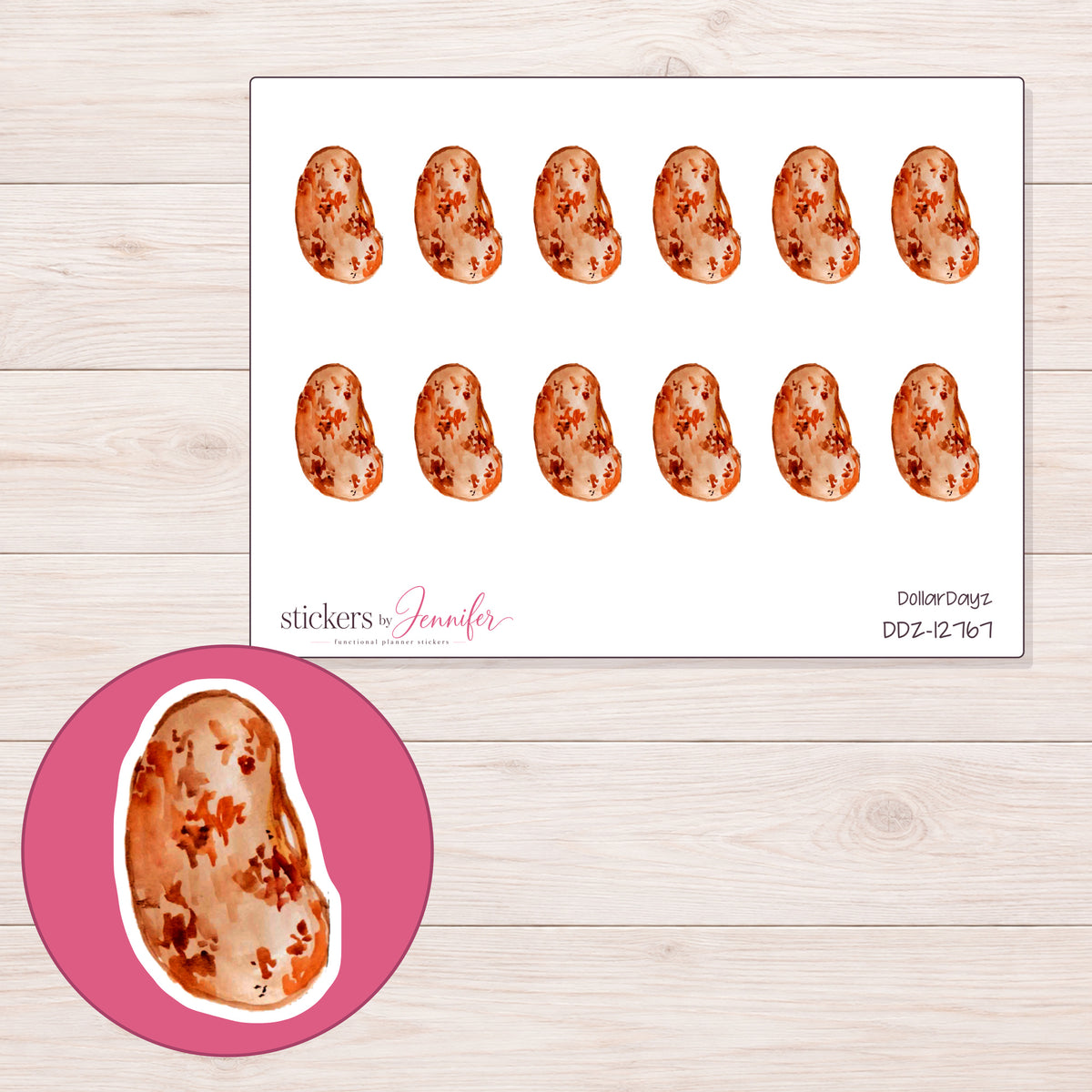 DDZ-12767 planner sticker sheet with enlarged sticker detail