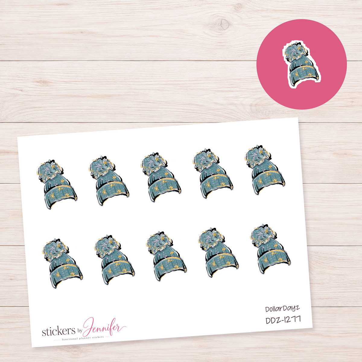 Teal Winter Beanie Planner Stickers | DDZ-1277
