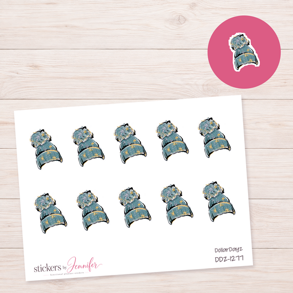 Teal Winter Beanie Planner Stickers | DDZ-1277
