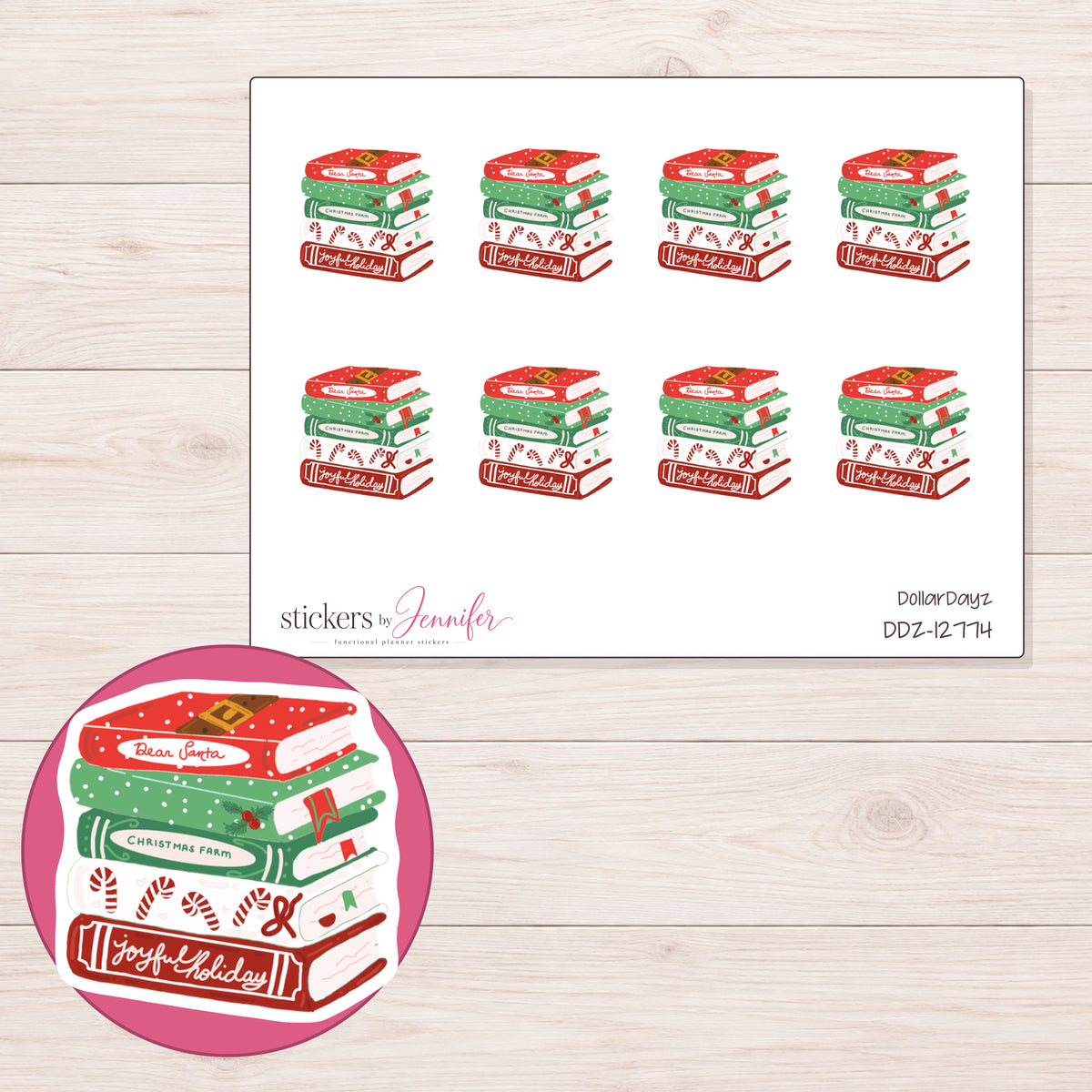 DDZ-12774 planner sticker sheet with enlarged sticker detail