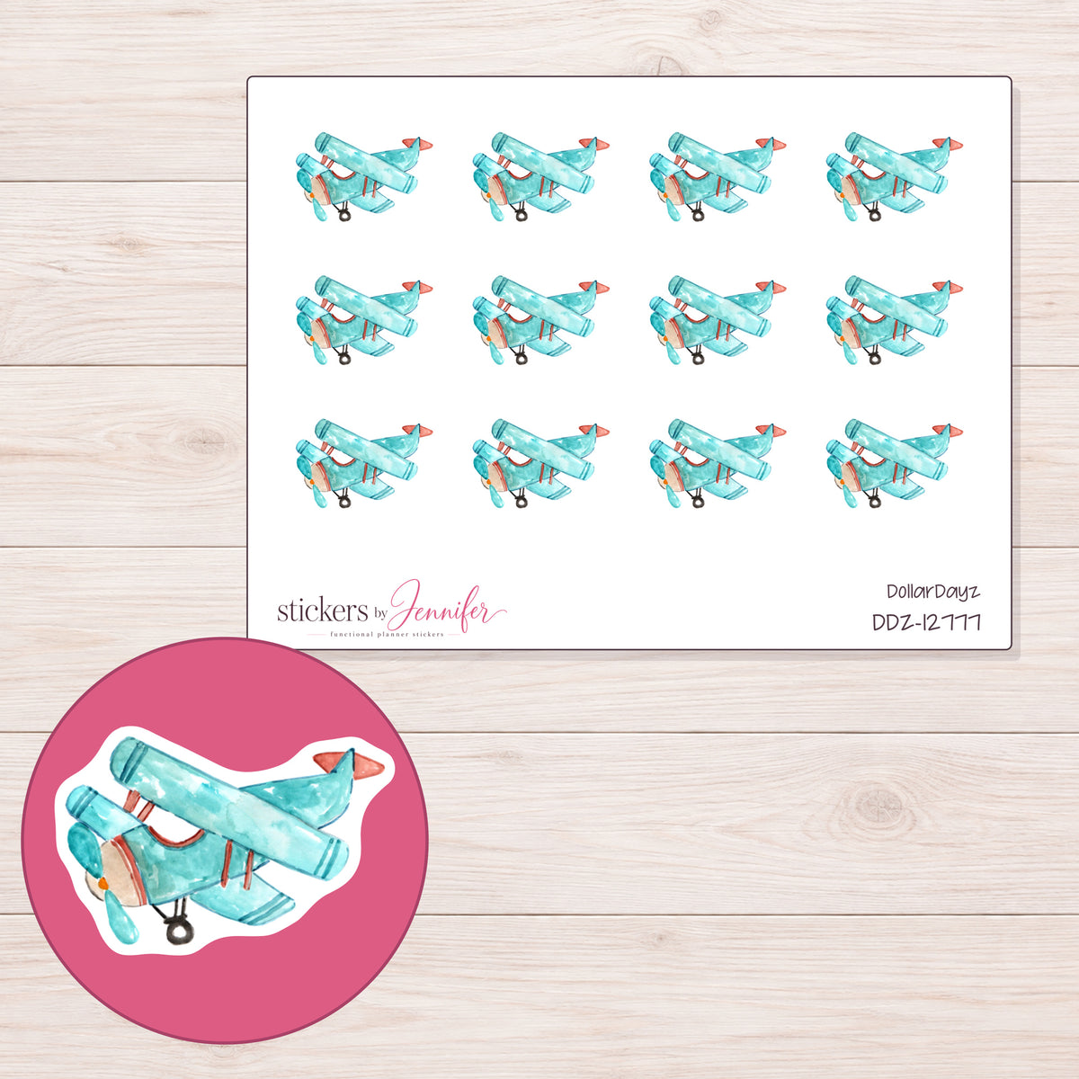 DDZ-12777 planner sticker sheet with enlarged sticker detail