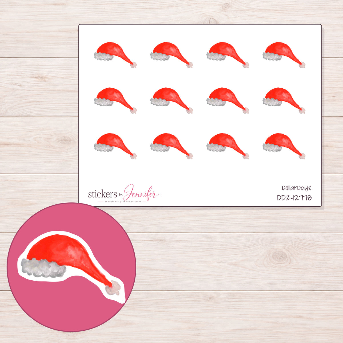 DDZ-12778 planner sticker sheet with enlarged sticker detail