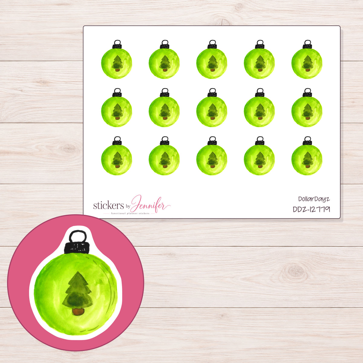 DDZ-12779 planner sticker sheet with enlarged sticker detail