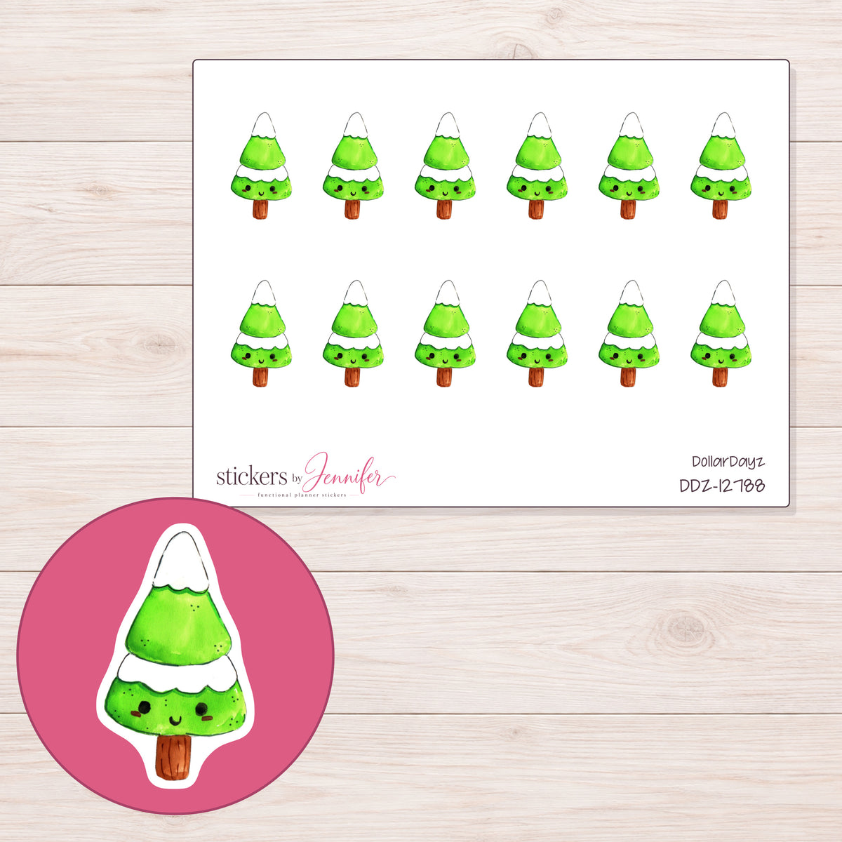 DDZ-12788 planner sticker sheet with enlarged sticker detail