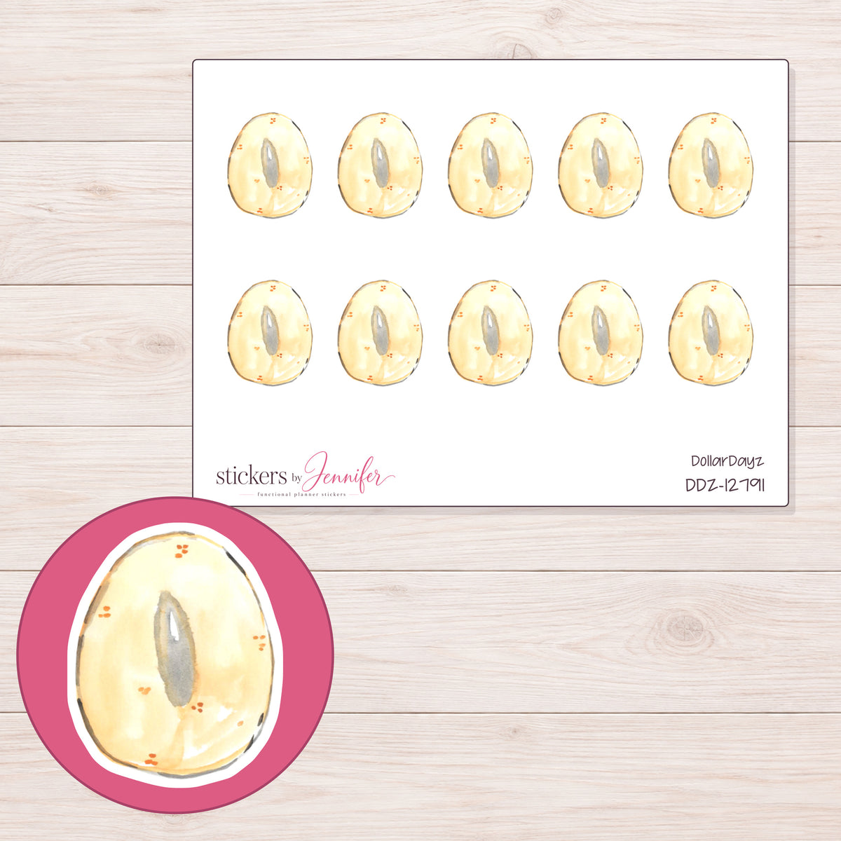DDZ-12791 planner sticker sheet with enlarged sticker detail