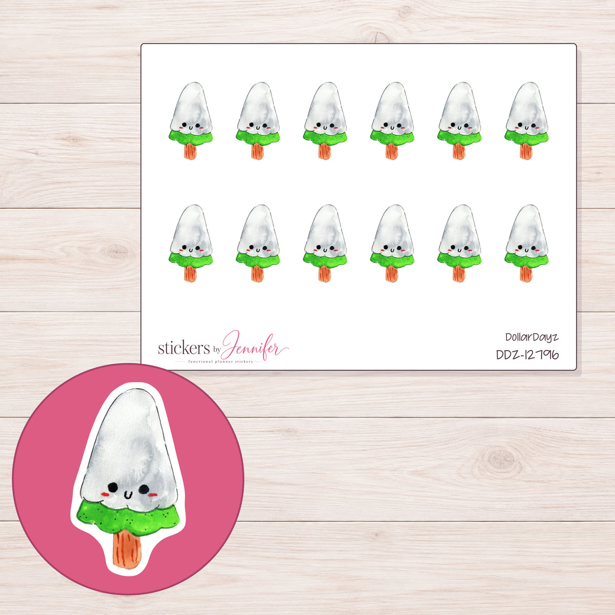 DDZ-12796 planner sticker sheet with enlarged sticker detail