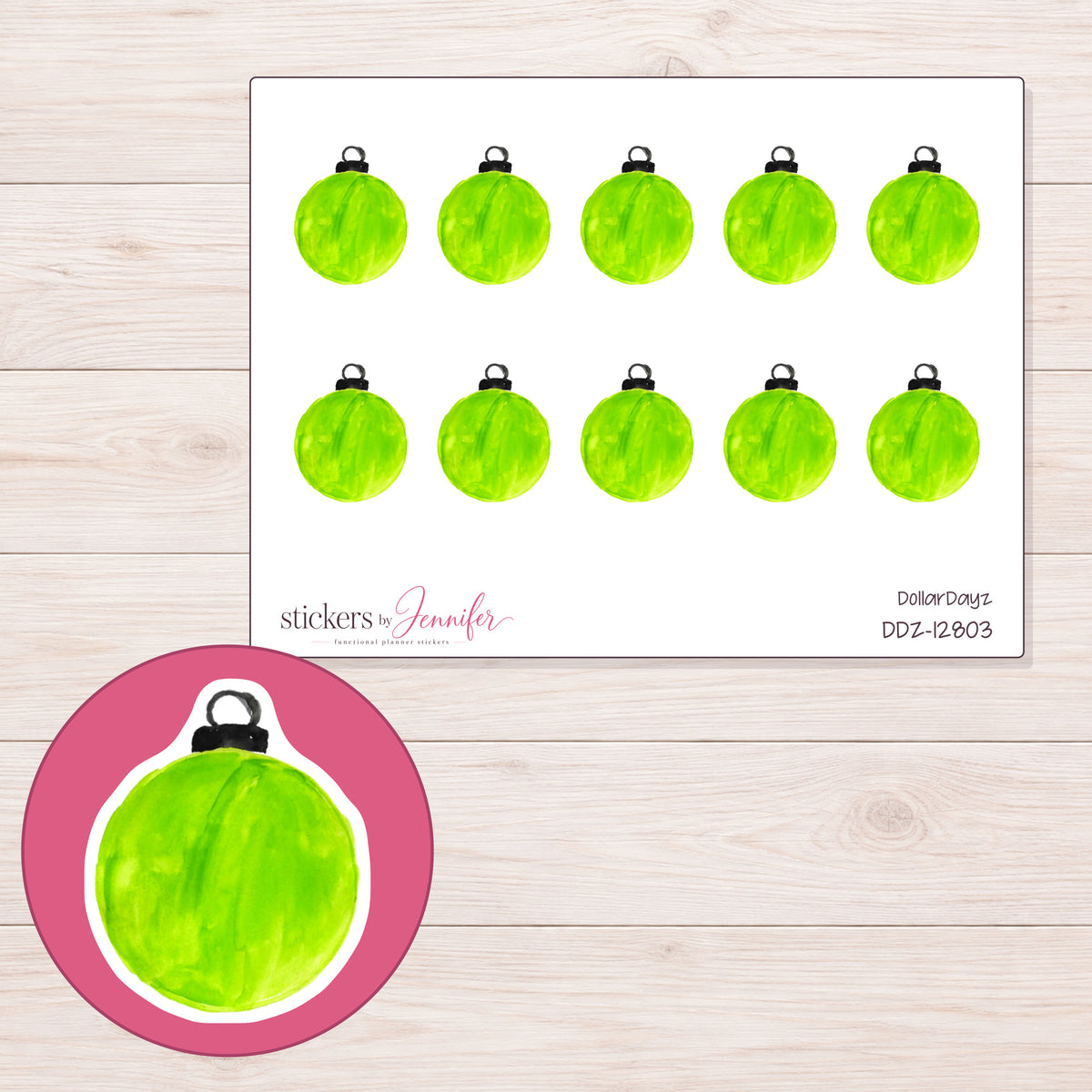 DDZ-12803 planner sticker sheet with enlarged sticker detail