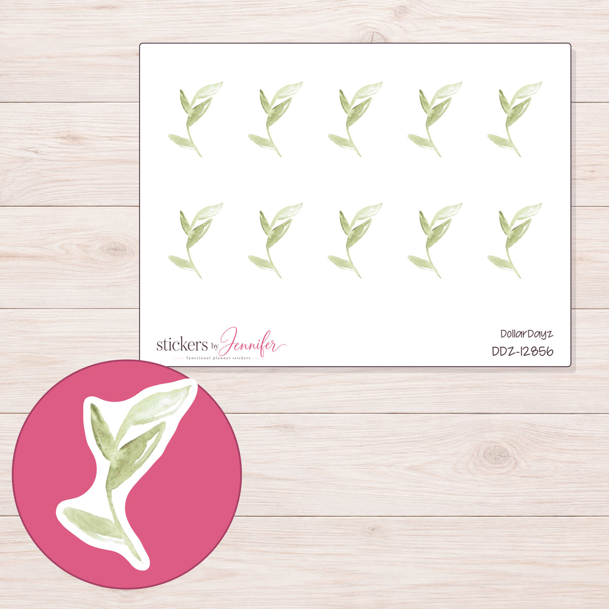 DDZ-12856 planner sticker sheet with enlarged sticker detail