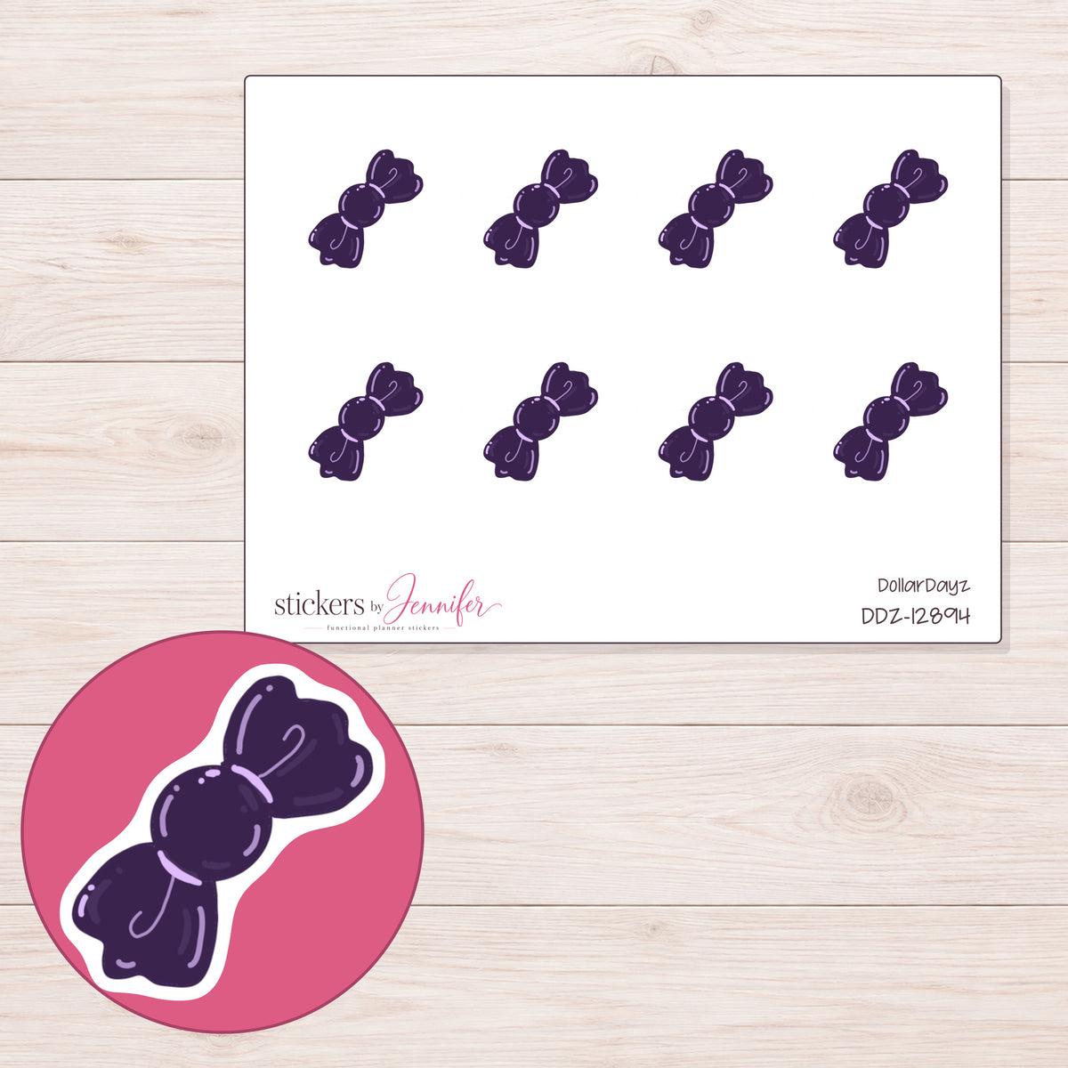 DDZ-12894 planner sticker sheet with enlarged sticker detail