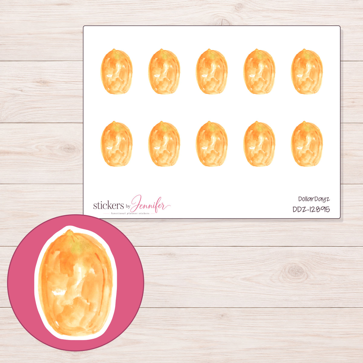 DDZ-12895 planner sticker sheet with enlarged sticker detail