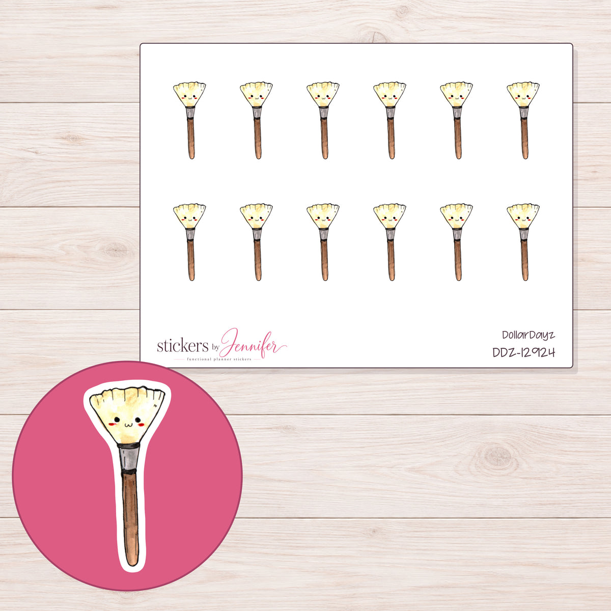 DDZ-12924 planner sticker sheet with enlarged sticker detail