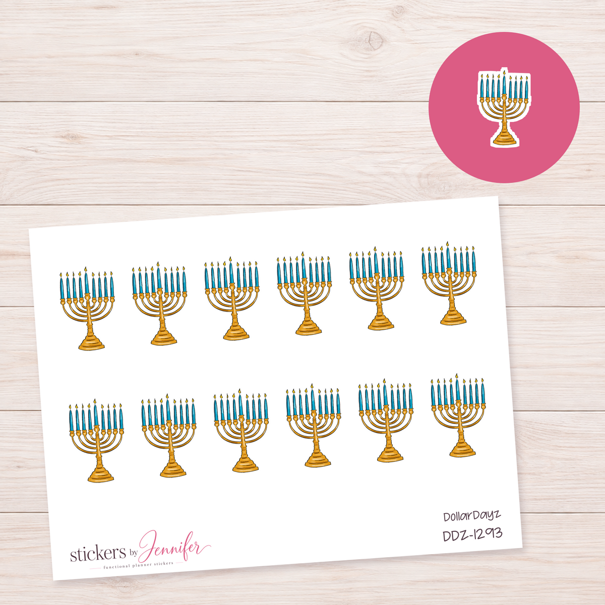 Hanukkah Menorah Planner Stickers | DDZ-1293