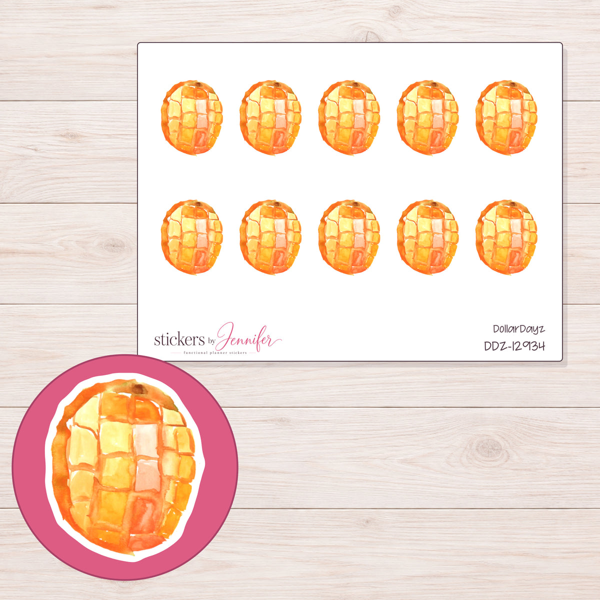 DDZ-12934 planner sticker sheet with enlarged sticker detail