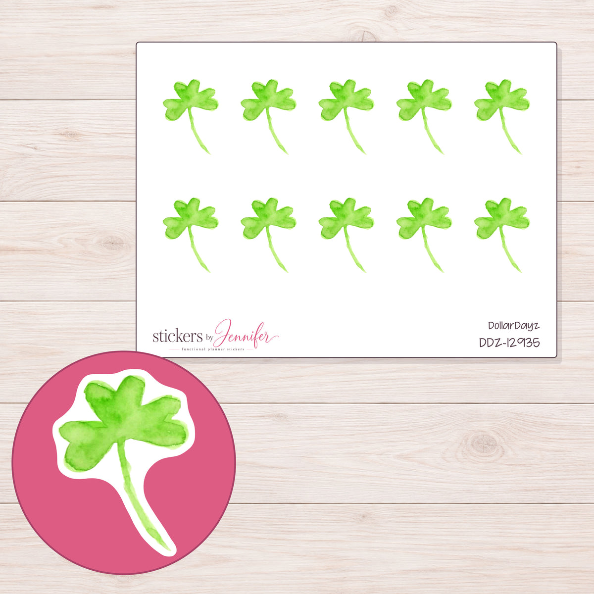 DDZ-12935 planner sticker sheet with enlarged sticker detail