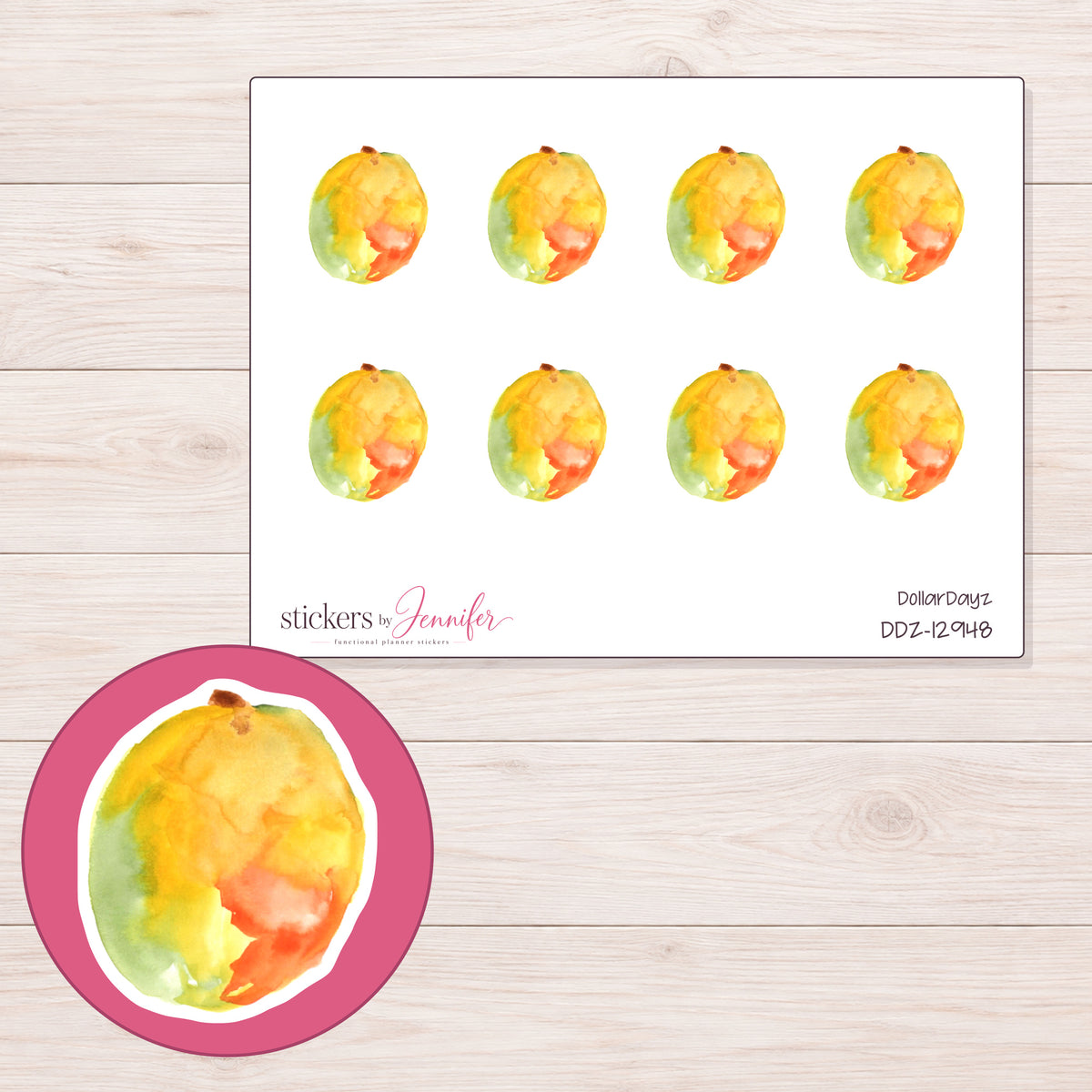 DDZ-12948 planner sticker sheet with enlarged sticker detail