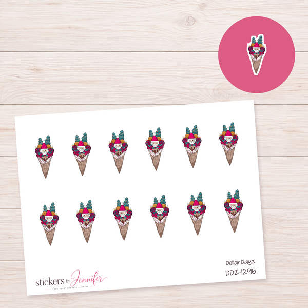 Fantasy Ice Cream Cone Planner Stickers | DDZ-1296