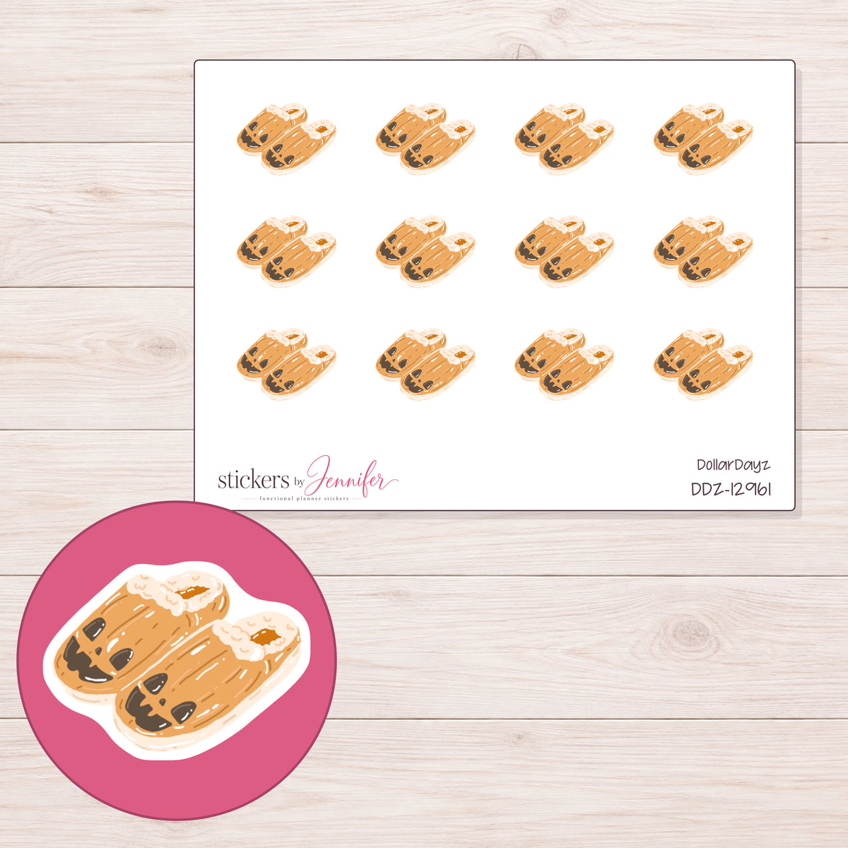 DDZ-12961 planner sticker sheet with enlarged sticker detail
