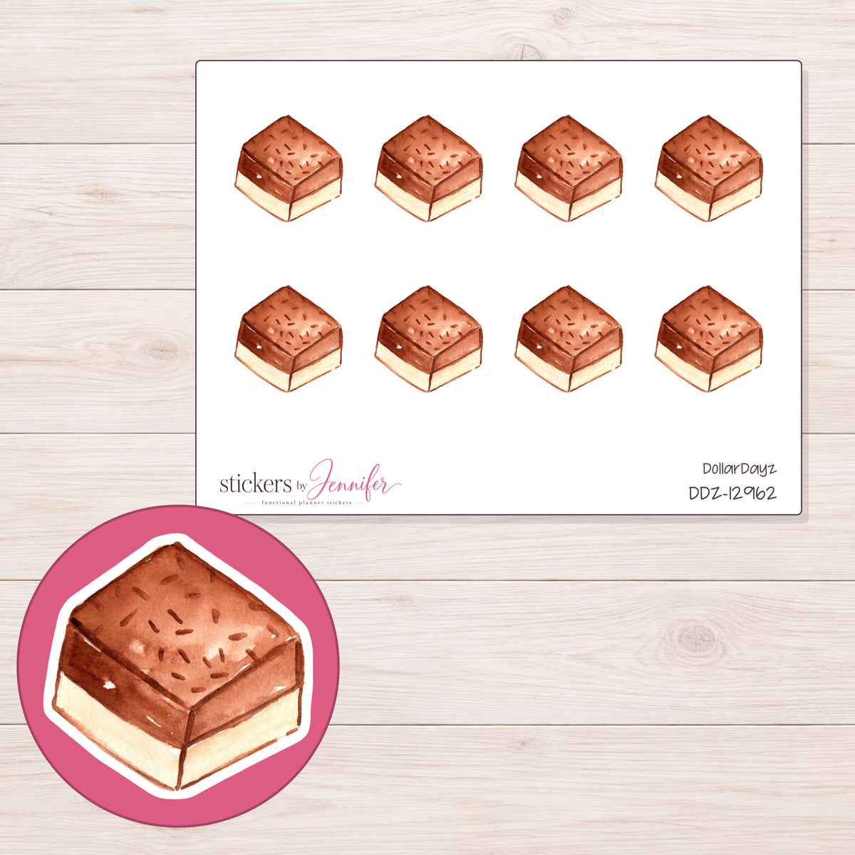DDZ-12962 planner sticker sheet with enlarged sticker detail