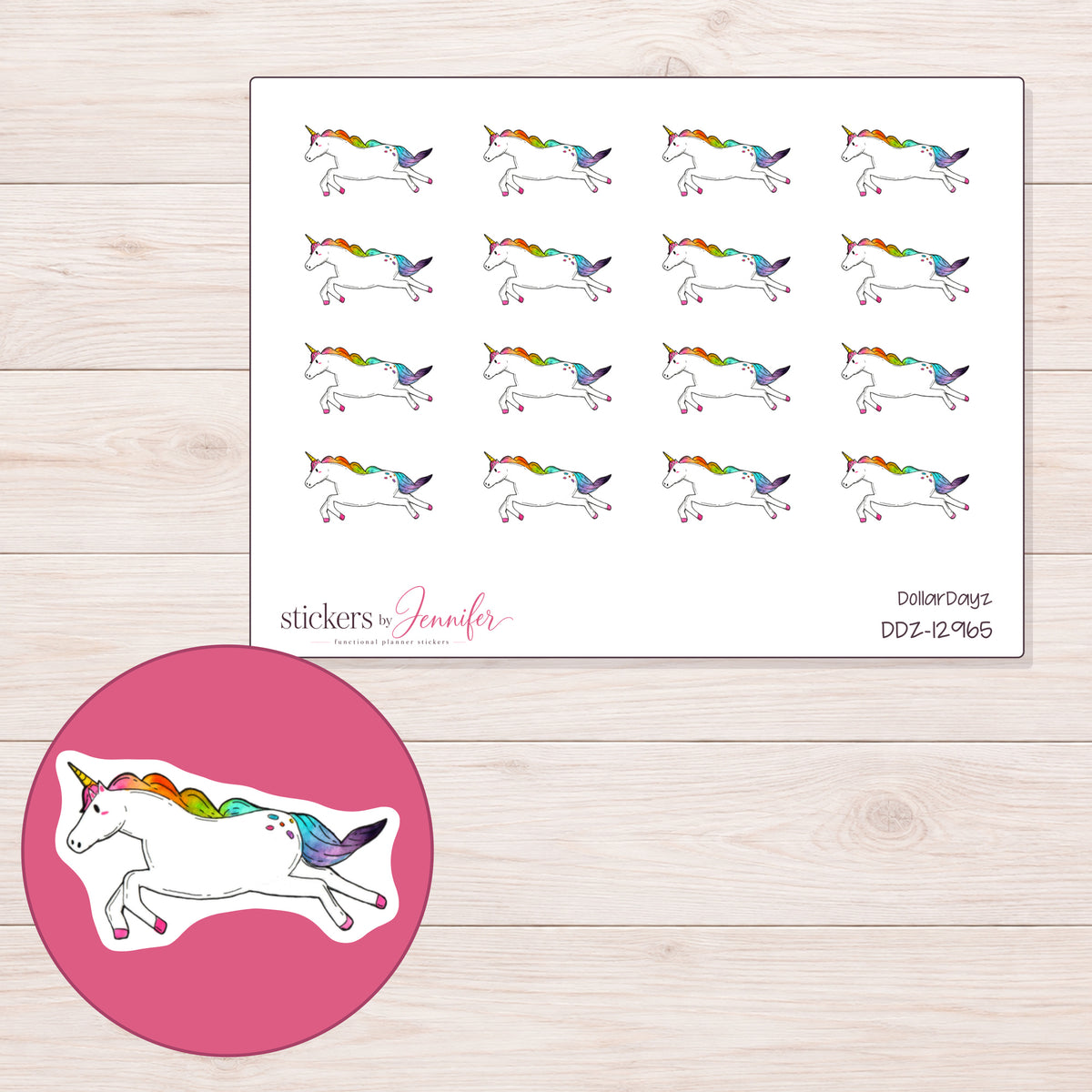 DDZ-12965 planner sticker sheet with enlarged sticker detail