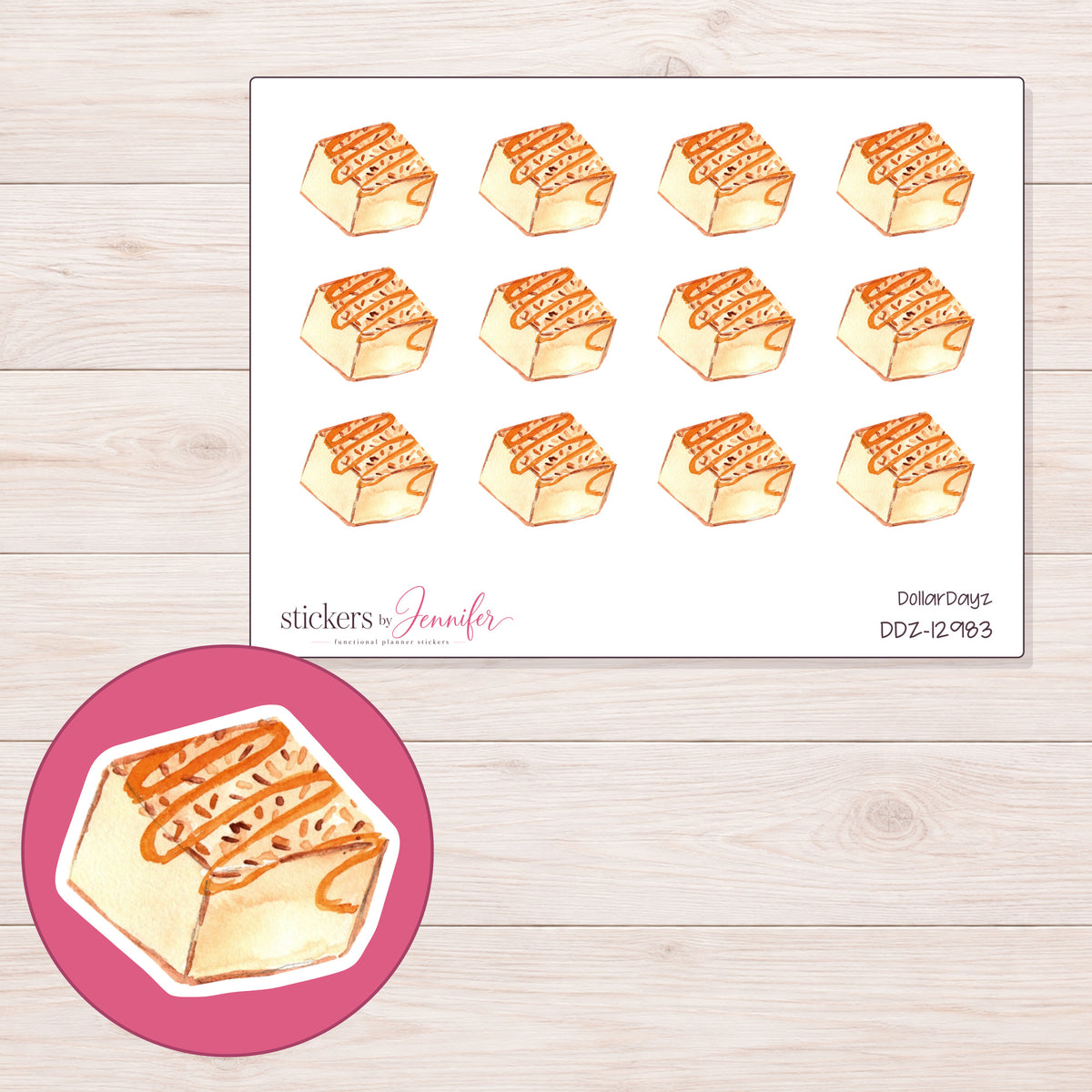 DDZ-12983 planner sticker sheet with enlarged sticker detail