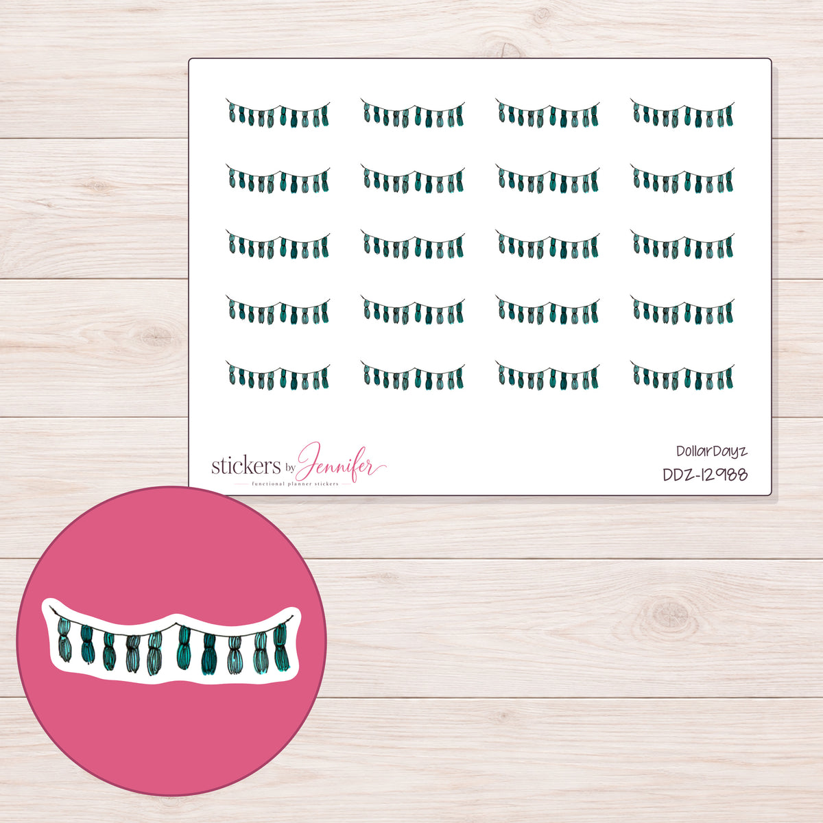 DDZ-12988 planner sticker sheet with enlarged sticker detail