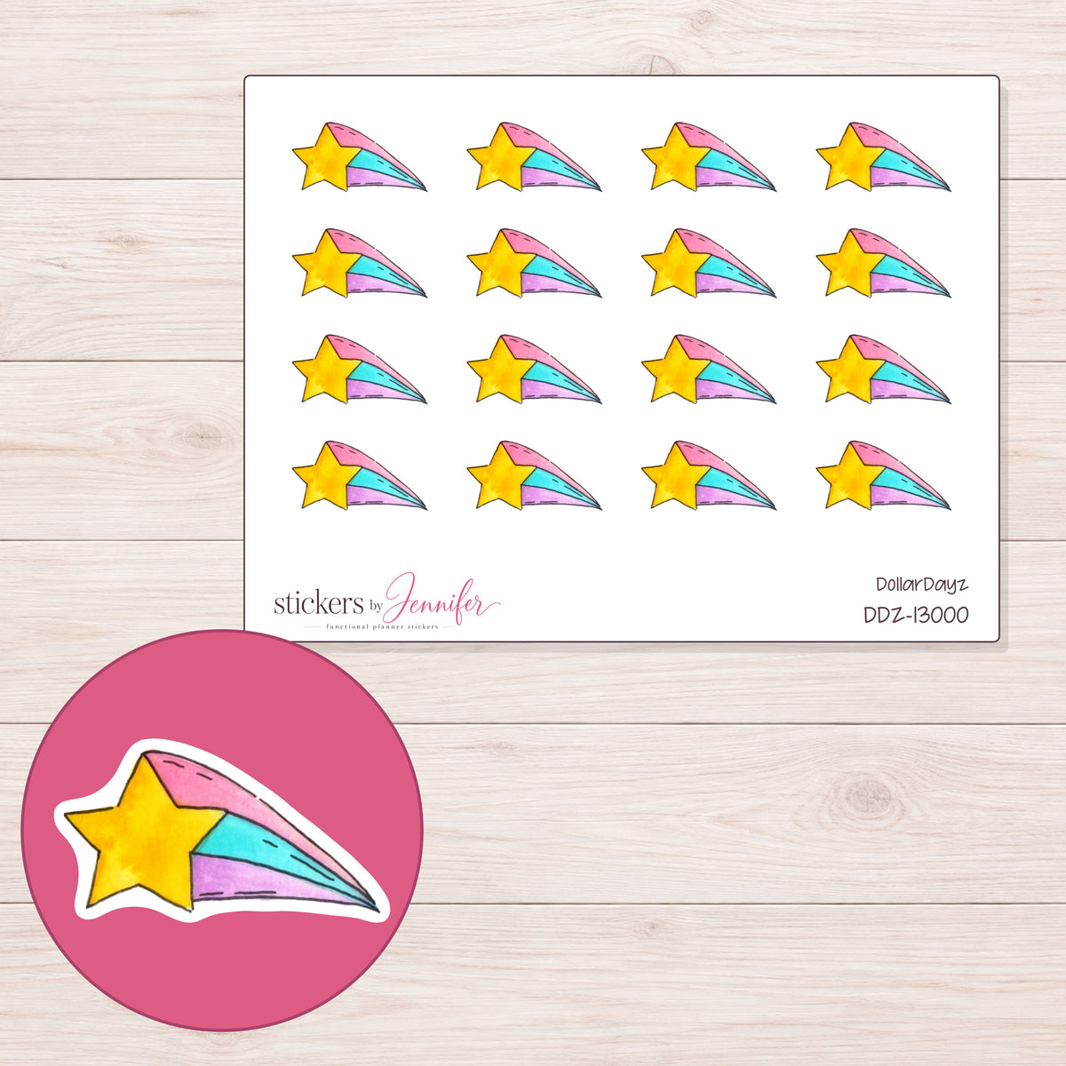 DDZ-13000 planner sticker sheet with enlarged sticker detail
