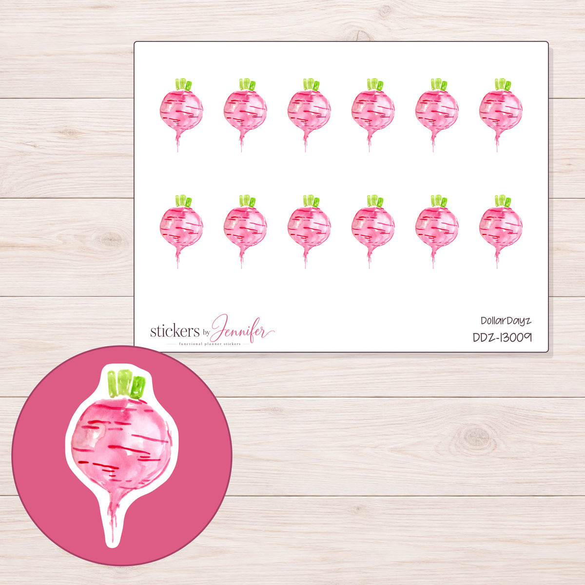 DDZ-13009 planner sticker sheet with enlarged sticker detail