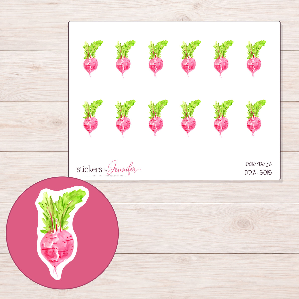 DDZ-13015 planner sticker sheet with enlarged sticker detail