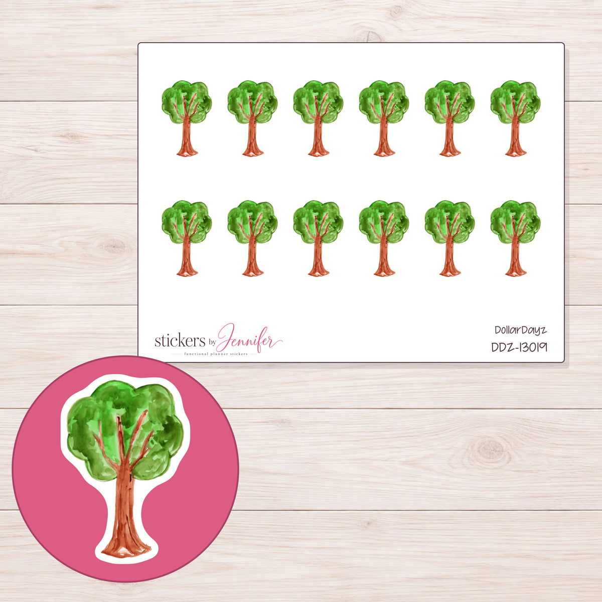 DDZ-13019 planner sticker sheet with enlarged sticker detail