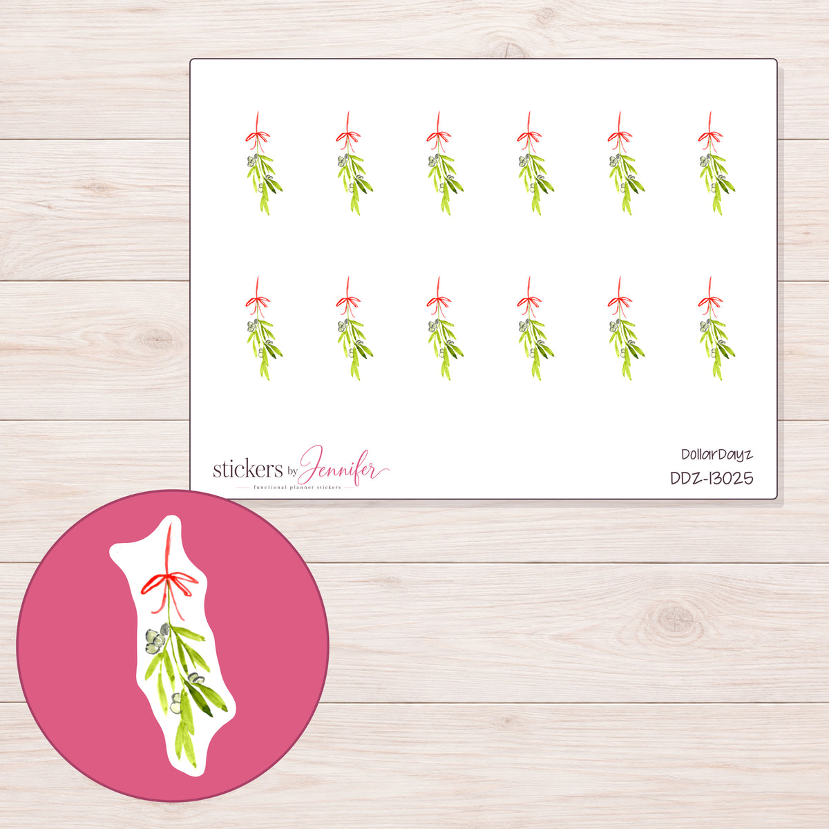 DDZ-13025 planner sticker sheet with enlarged sticker detail
