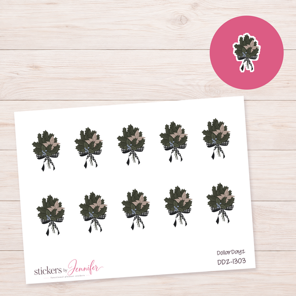 Winter Greenery Bouquet Planner Stickers | DDZ-1303