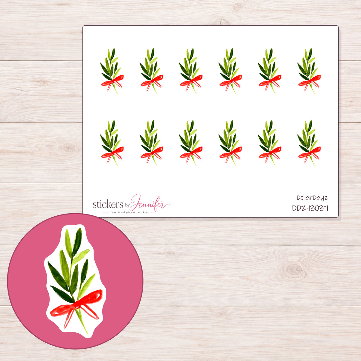 DDZ-13037 planner sticker sheet with enlarged sticker detail