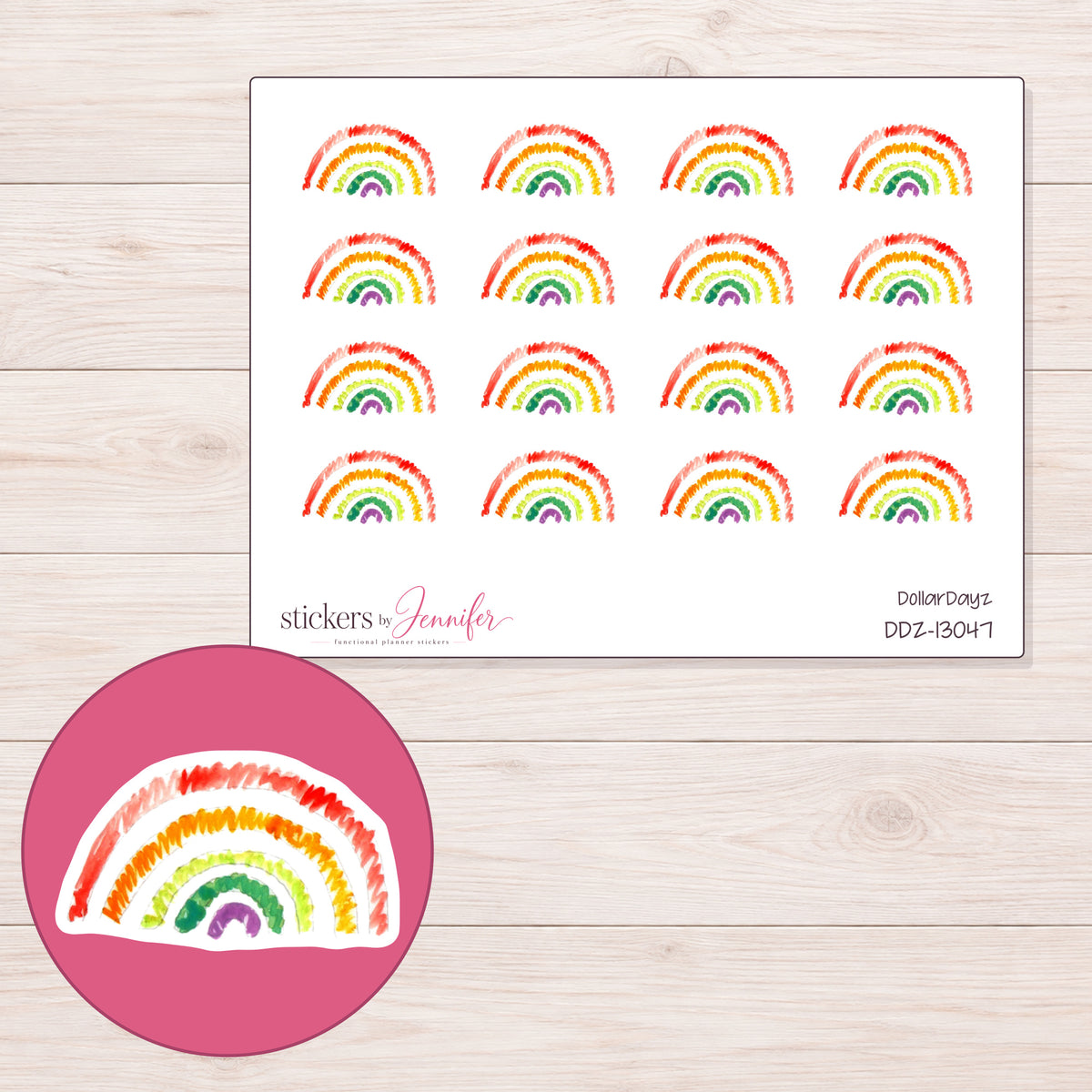 DDZ-13047 planner sticker sheet with enlarged sticker detail