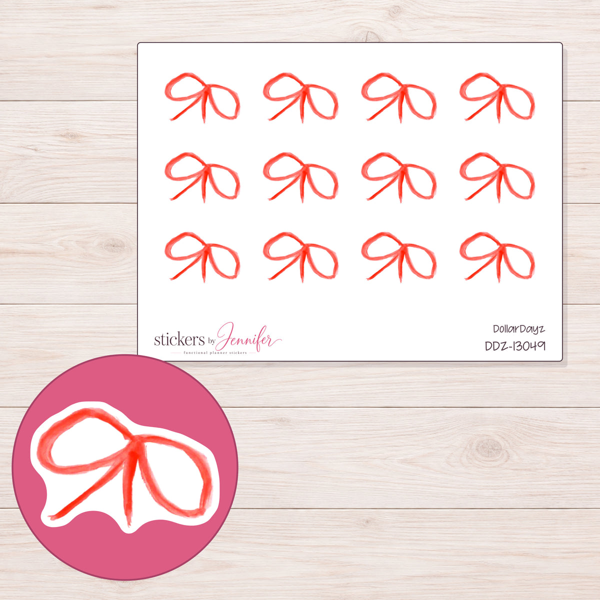 DDZ-13049 planner sticker sheet with enlarged sticker detail