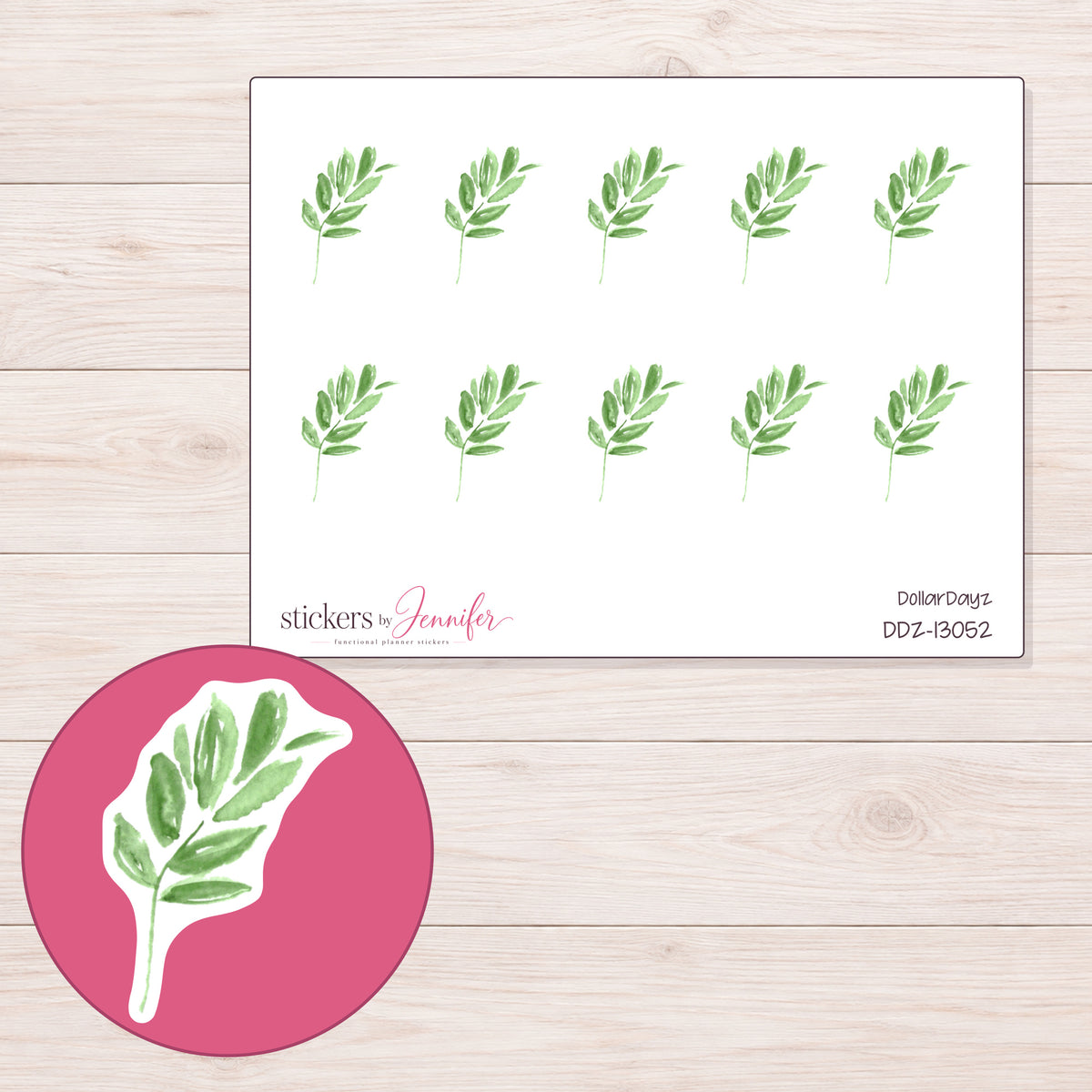 DDZ-13052 planner sticker sheet with enlarged sticker detail