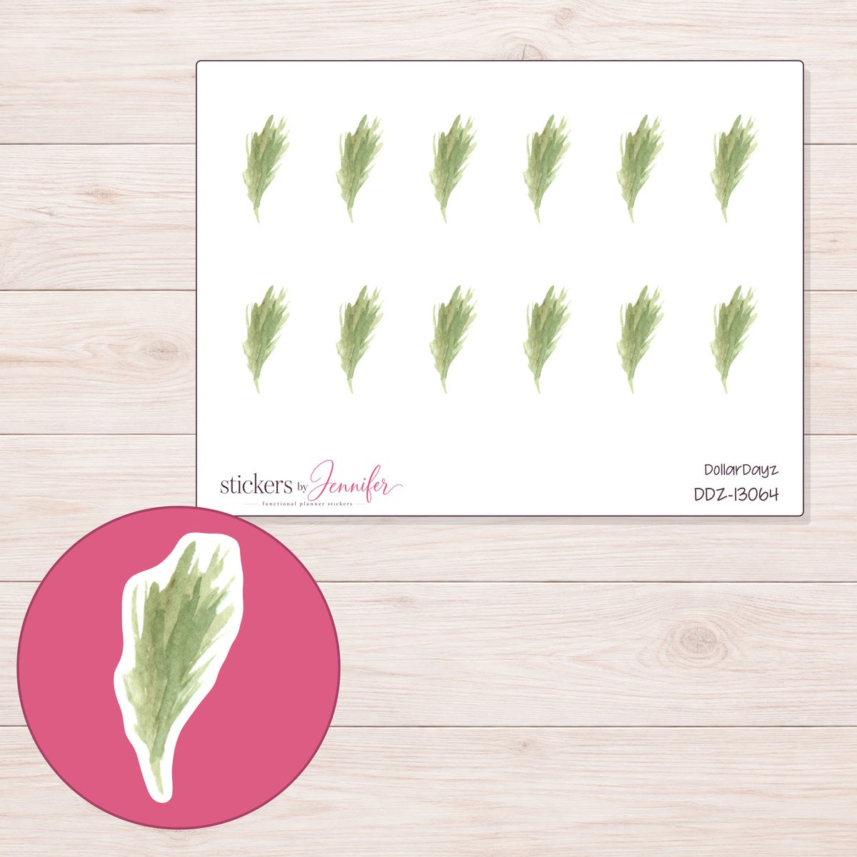 DDZ-13064 planner sticker sheet with enlarged sticker detail