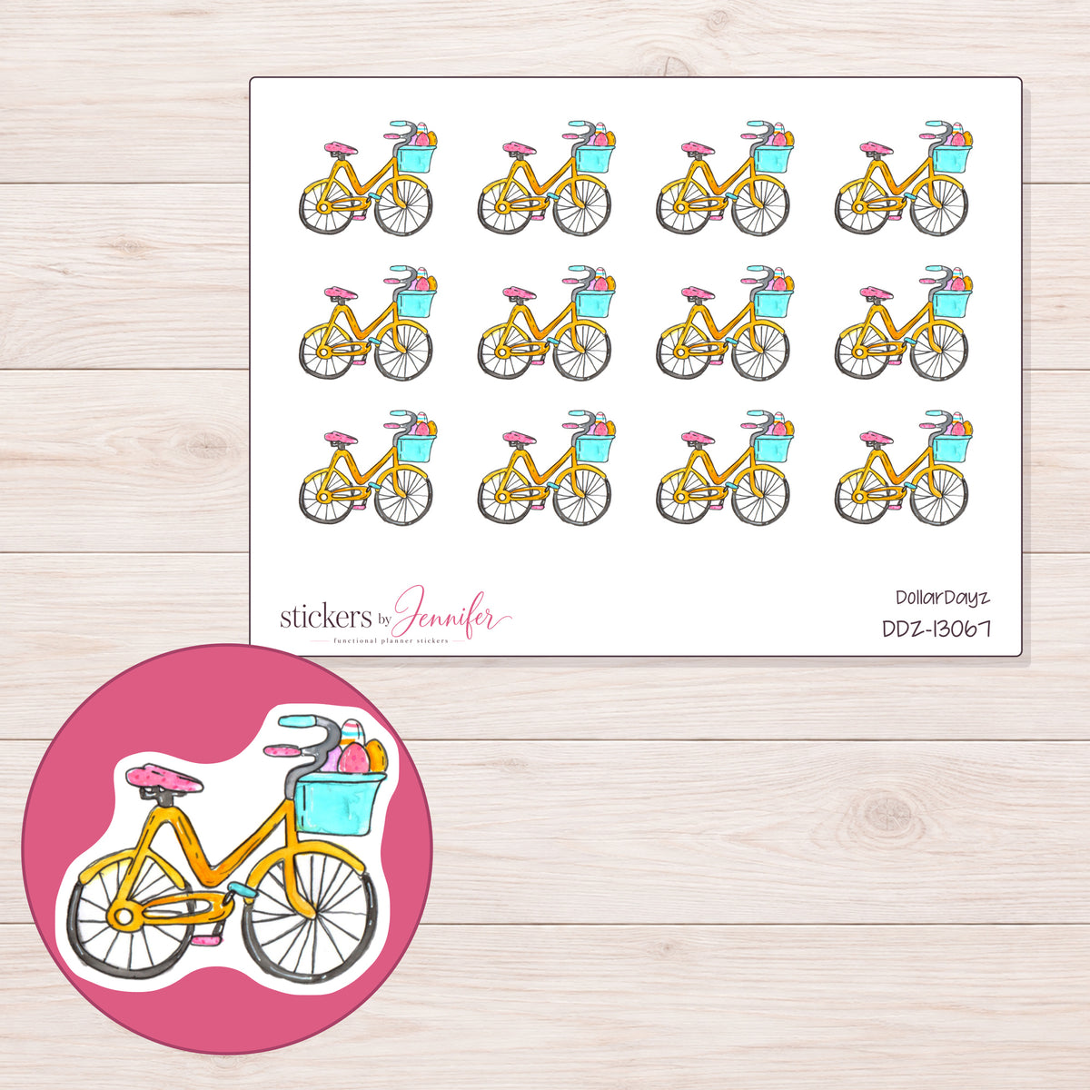 DDZ-13067 planner sticker sheet with enlarged sticker detail