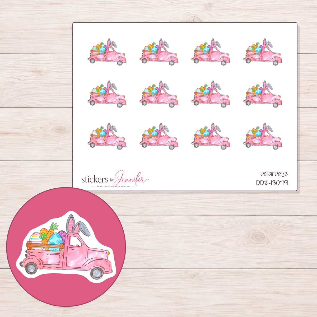 DDZ-13079 planner sticker sheet with enlarged sticker detail