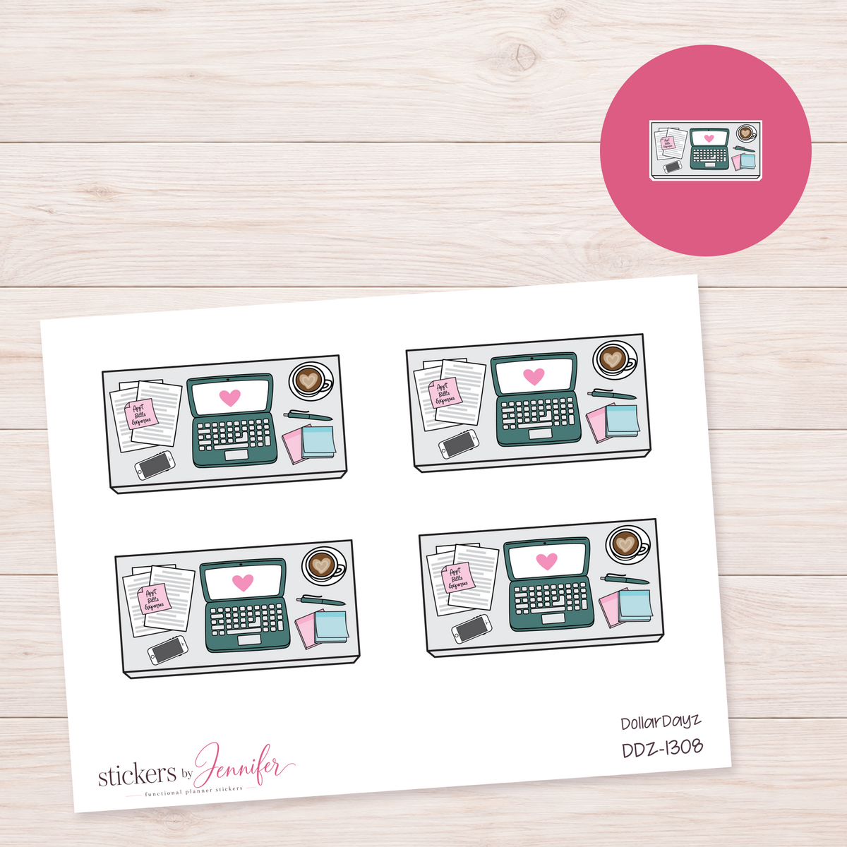 Forest Green Laptop Workspace Planner Stickers | DDZ-1308