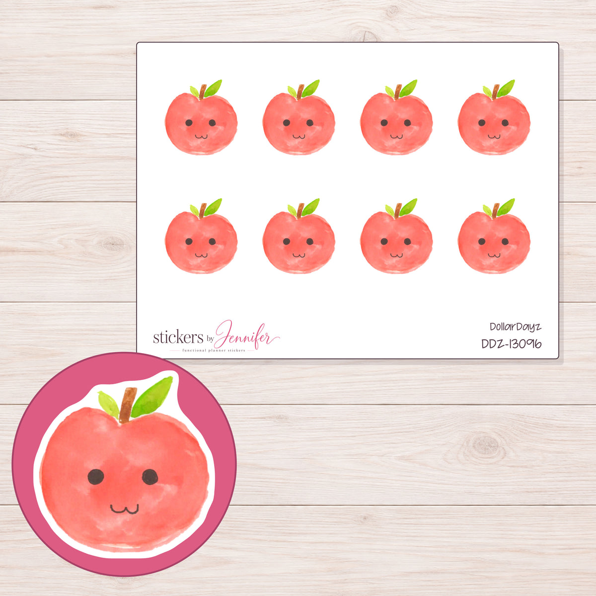 DDZ-13096 planner sticker sheet with enlarged sticker detail