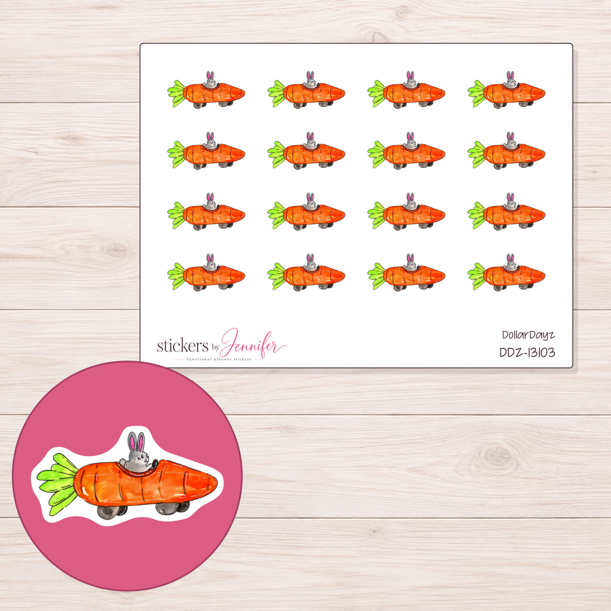 DDZ-13103 planner sticker sheet with enlarged sticker detail