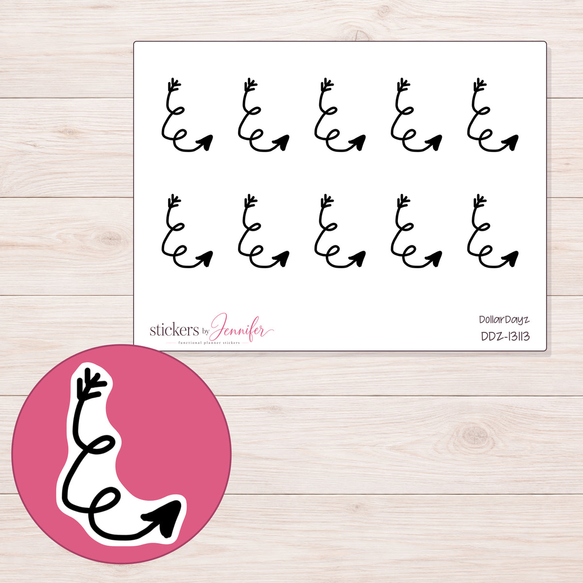 DDZ-13113 planner sticker sheet with enlarged sticker detail