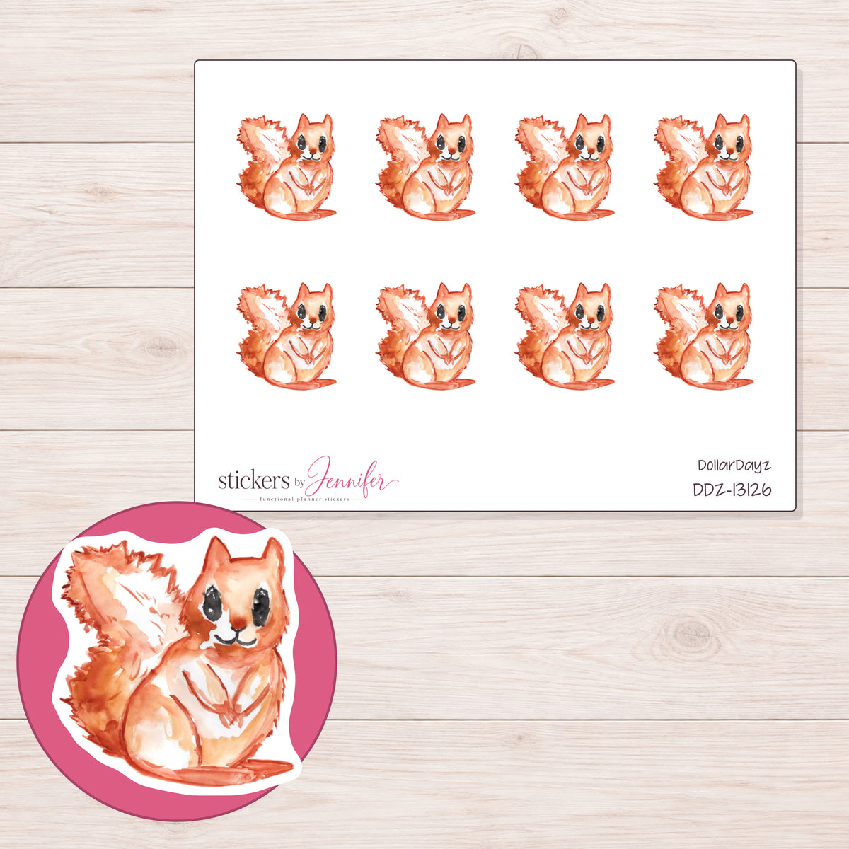 DDZ-13126 planner sticker sheet with enlarged sticker detail