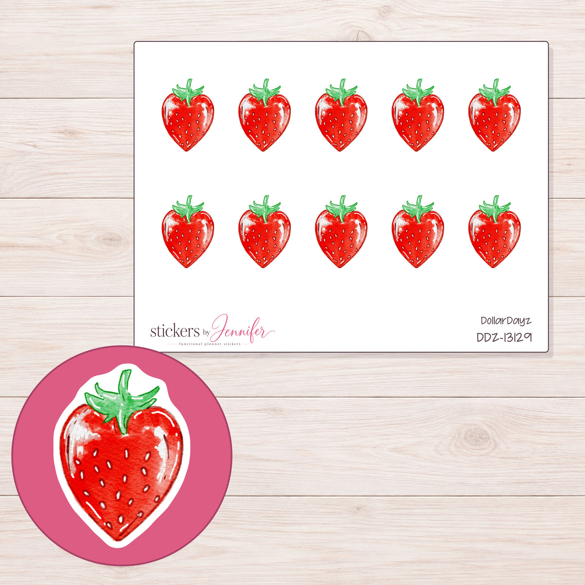 DDZ-13129 planner sticker sheet with enlarged sticker detail