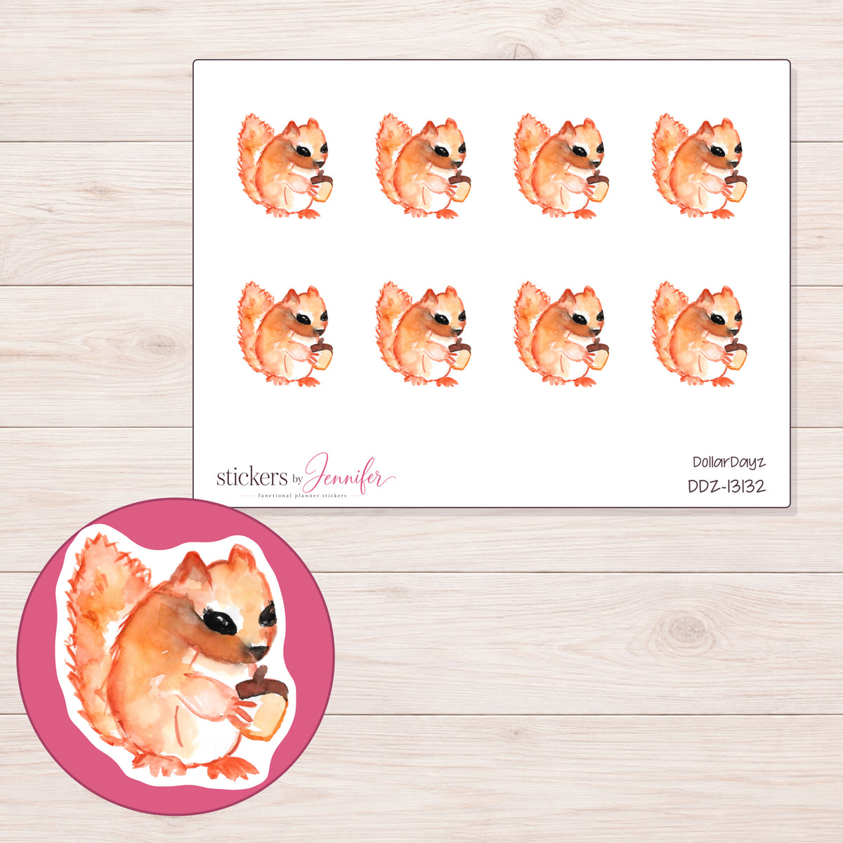 DDZ-13132 planner sticker sheet with enlarged sticker detail