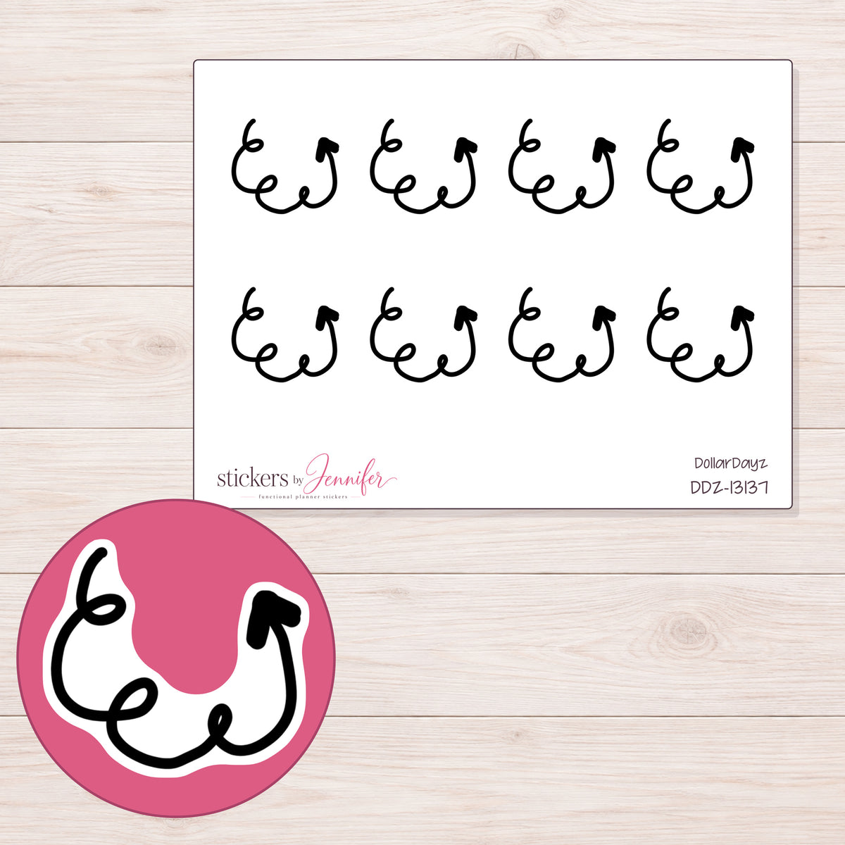 DDZ-13137 planner sticker sheet with enlarged sticker detail