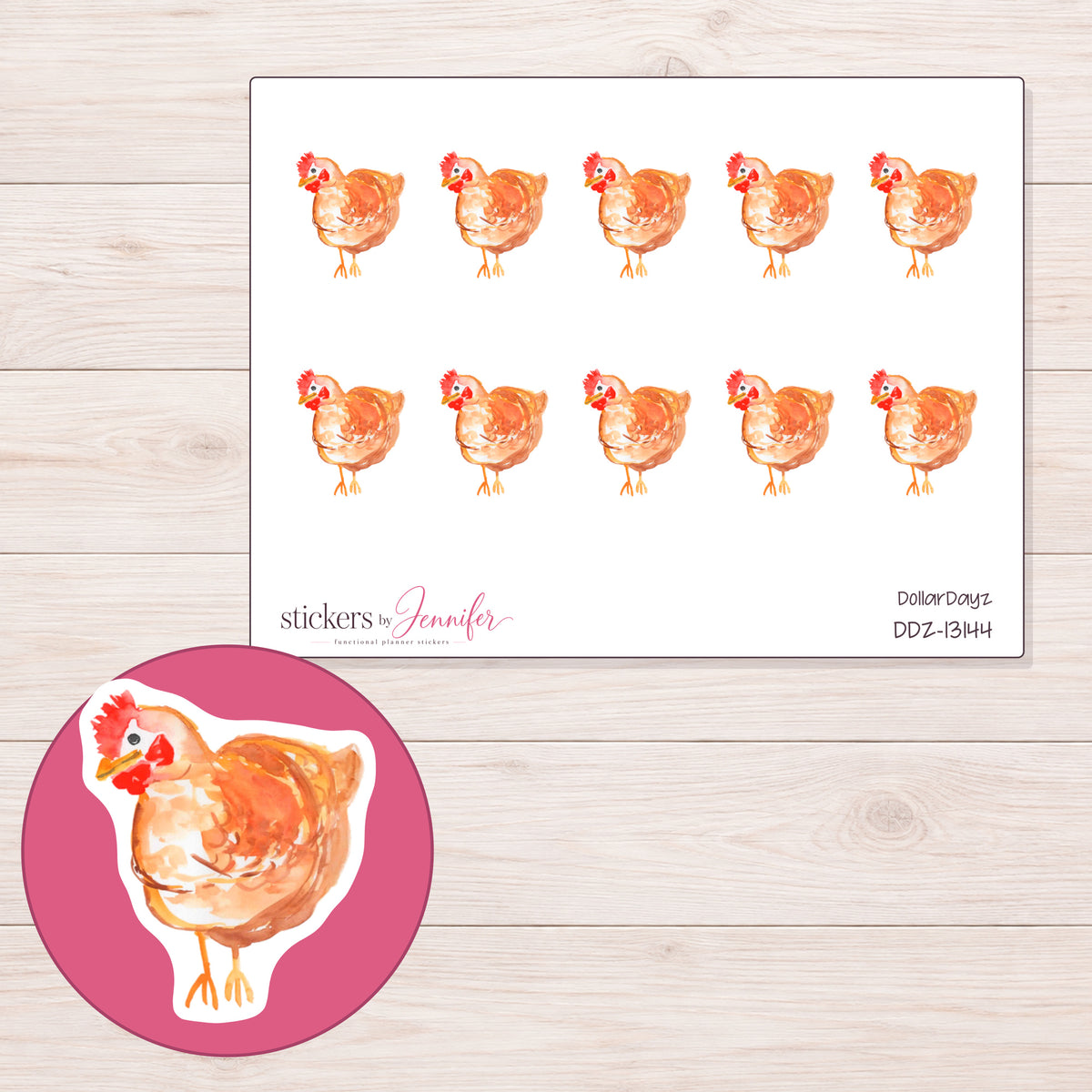DDZ-13144 planner sticker sheet with enlarged sticker detail