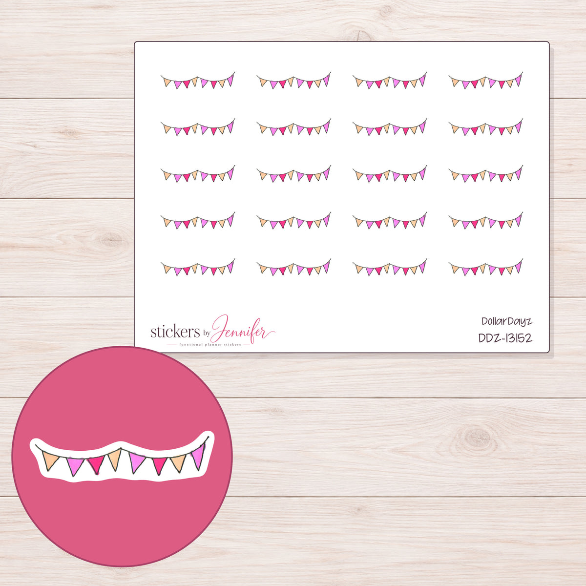 DDZ-13152 planner sticker sheet with enlarged sticker detail
